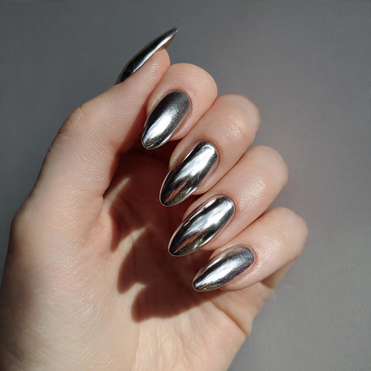 metallic nails natural nails