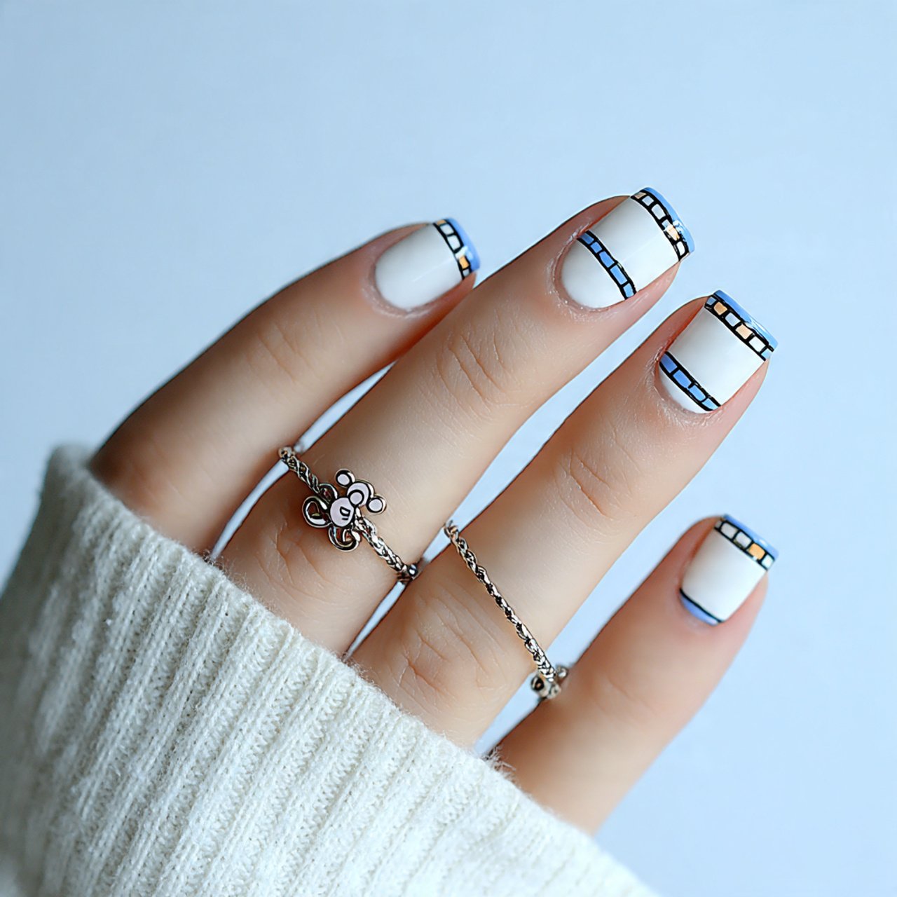 metallic silver accents gorgeous nails