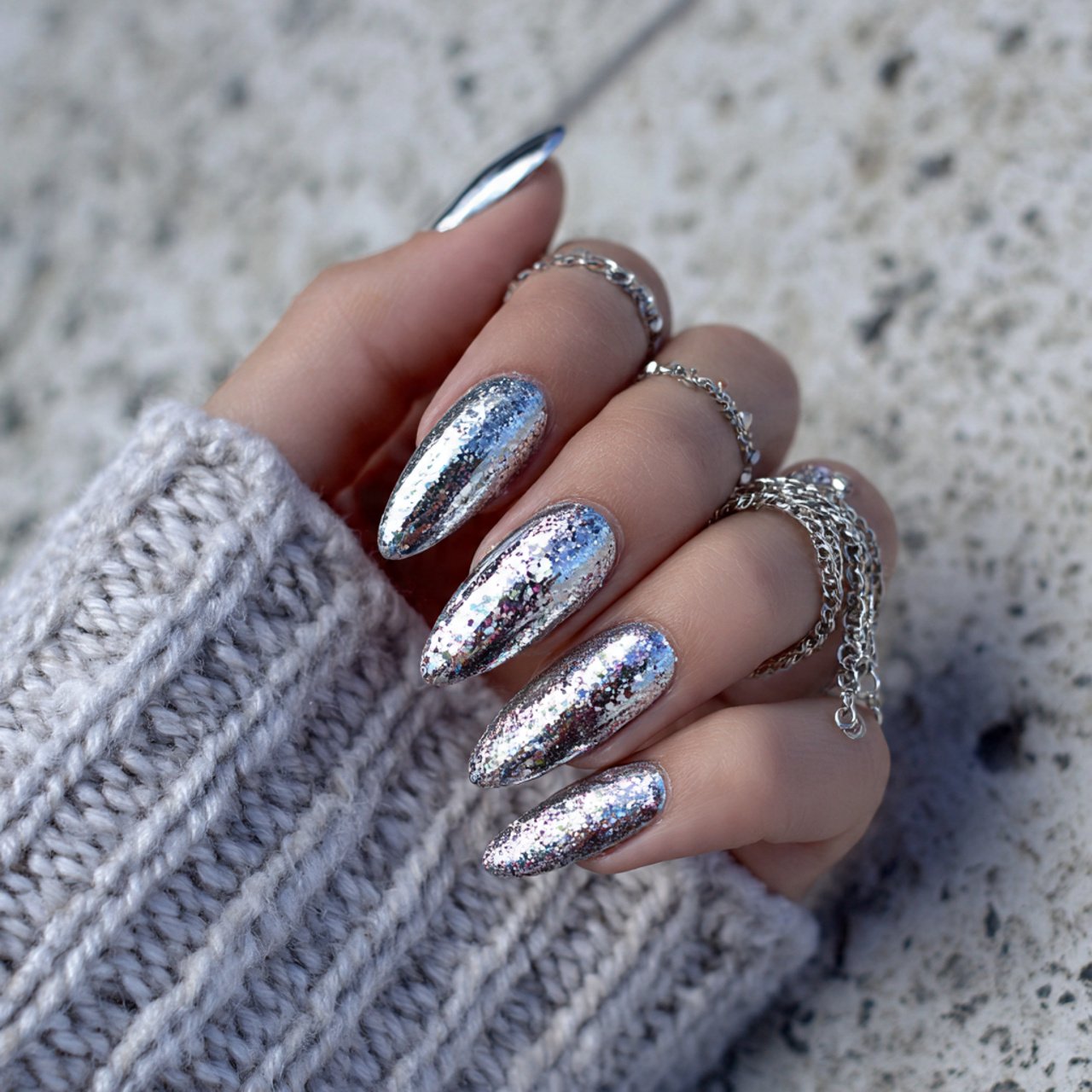 metallic silver festival nails