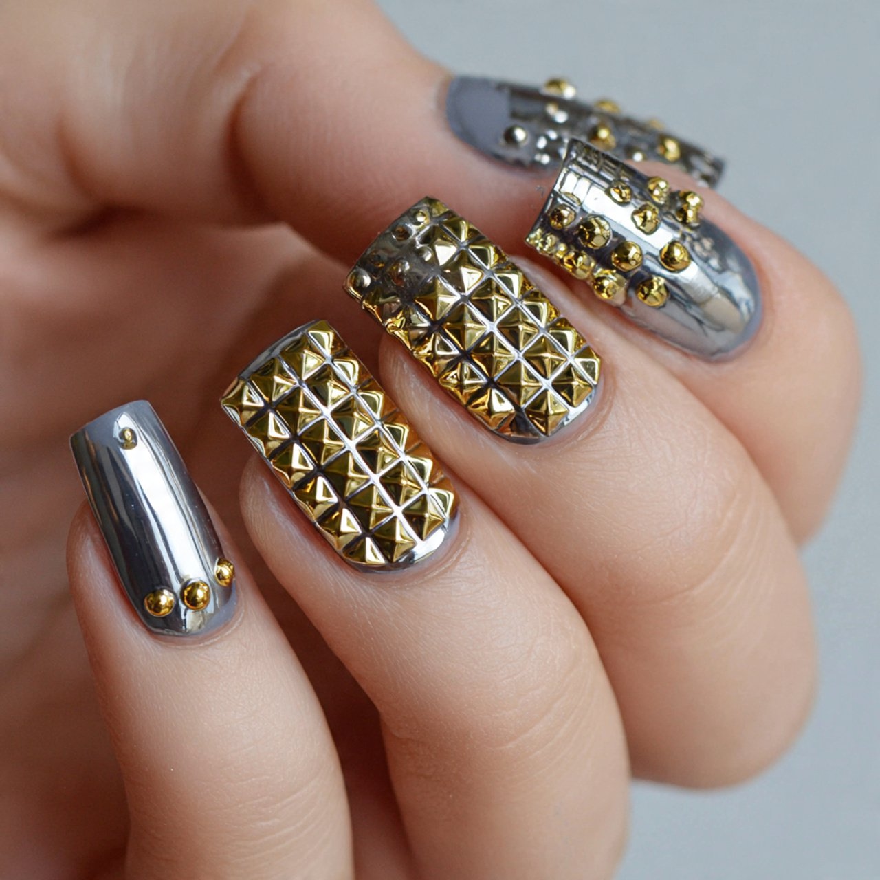 metallic stud 3d nails