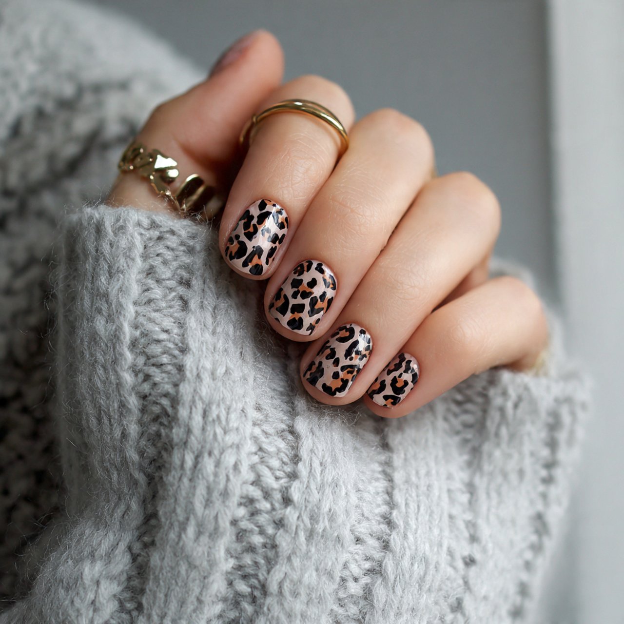 micro animal print short nails gorgeous nails