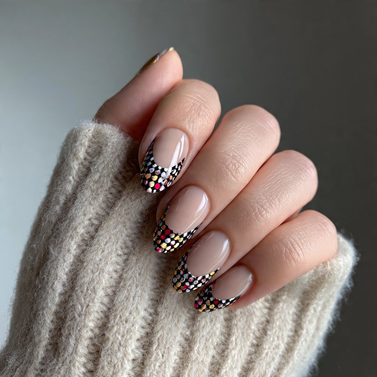 micro checkered accent nails