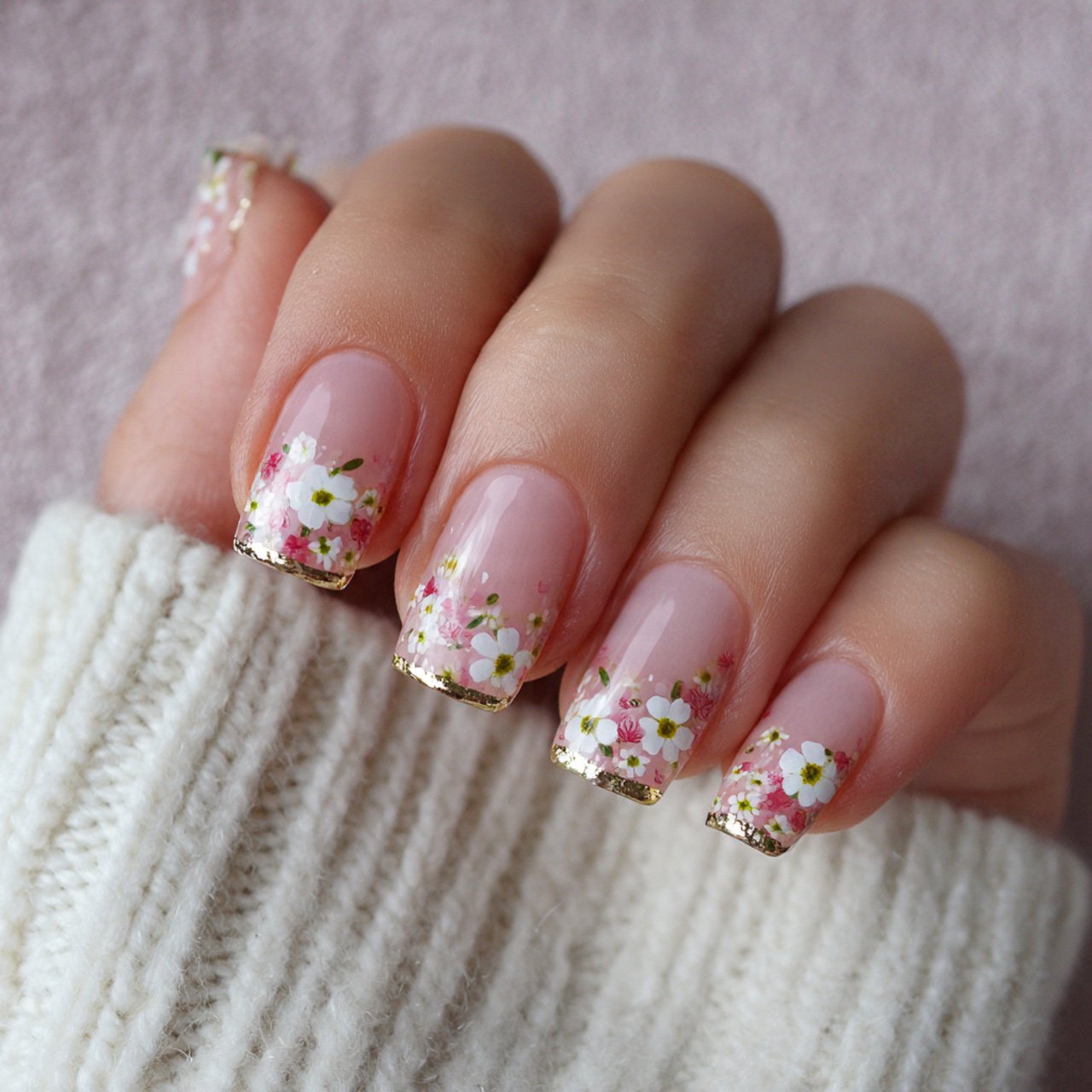 micro daisy gel nails