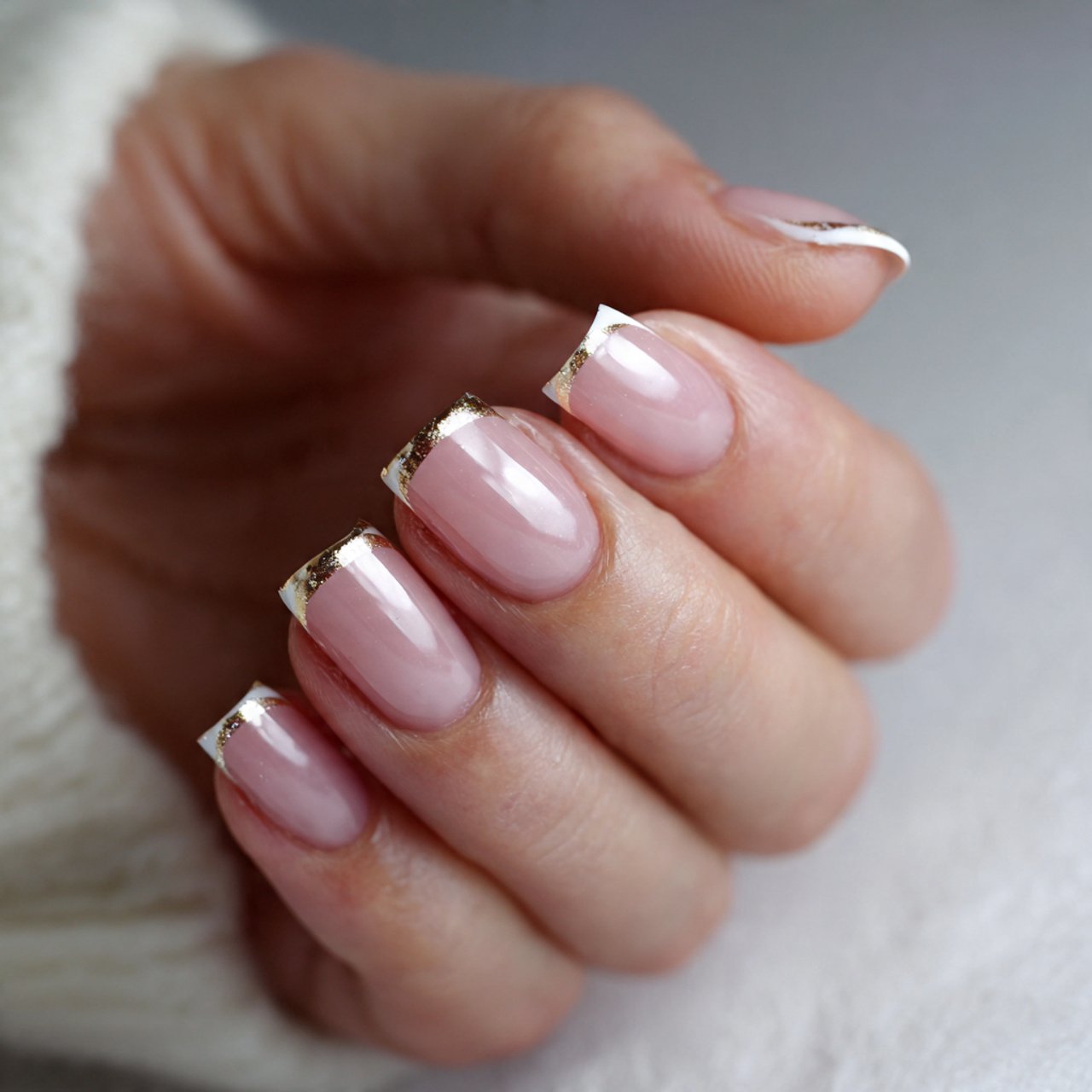 micro french acrylic tips nails
