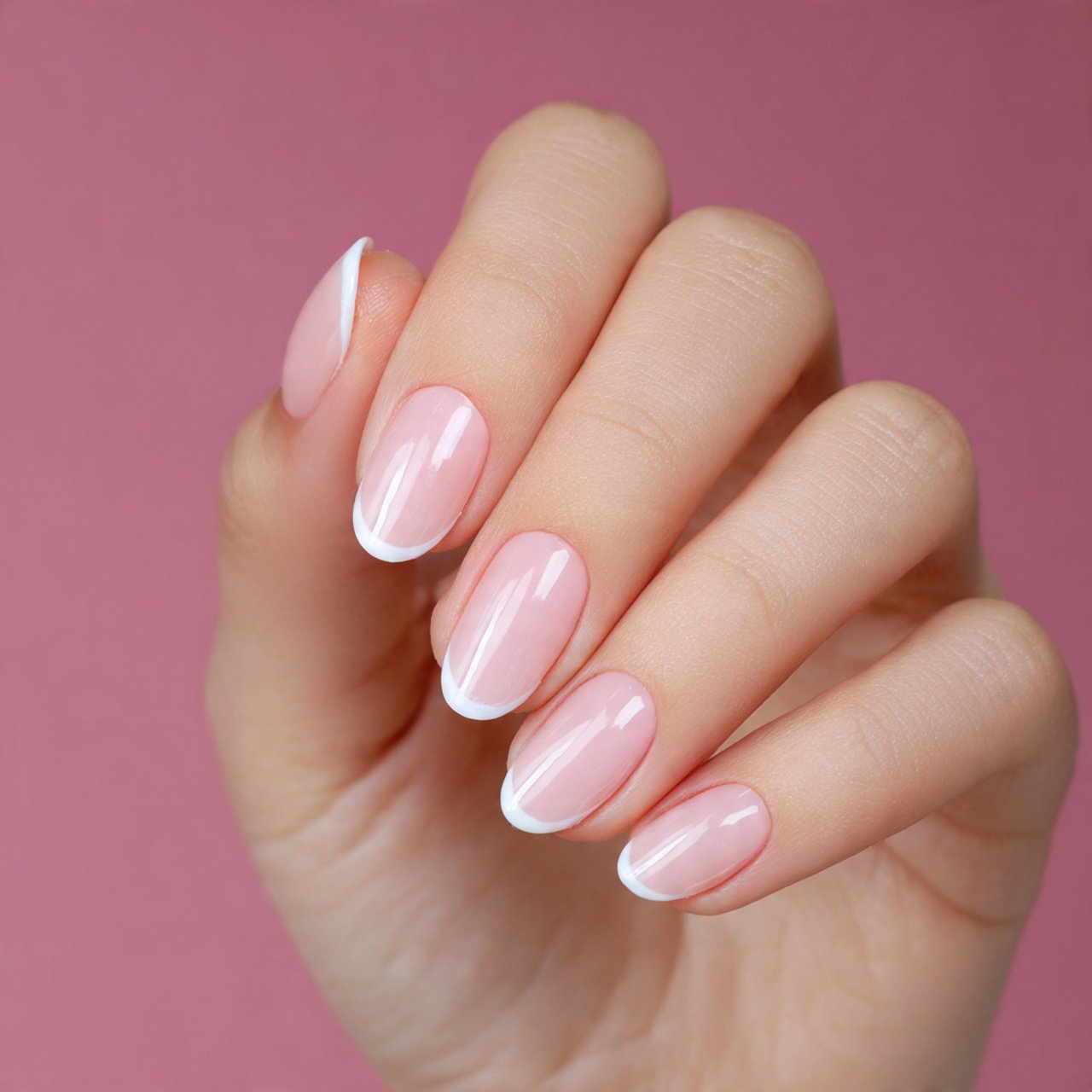 micro french short oval press on nails attractive