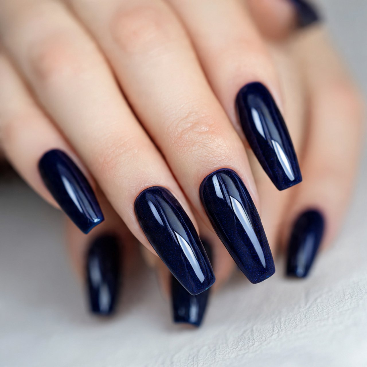 midnight blue glossy coffin nails attractive nails