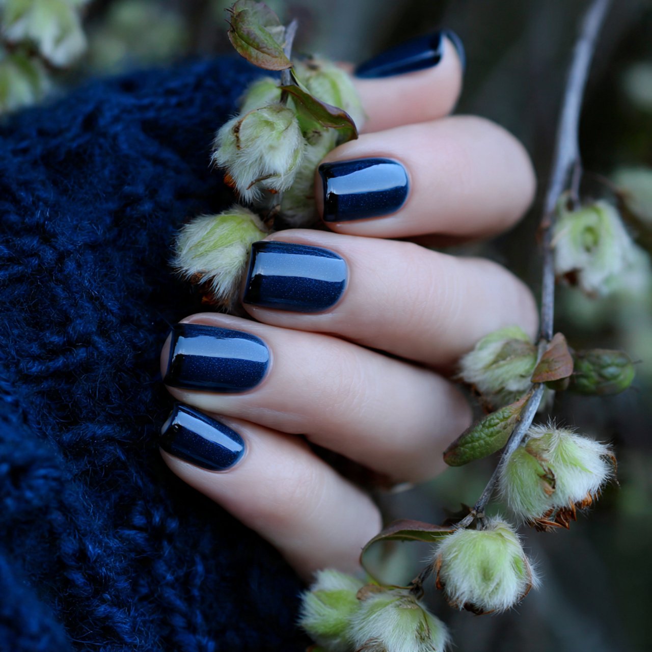 Blue Winter Nails: 15 Chic, Wearable Designs That Look Polished All Season 3 midnight blue micro french tips nature look nails