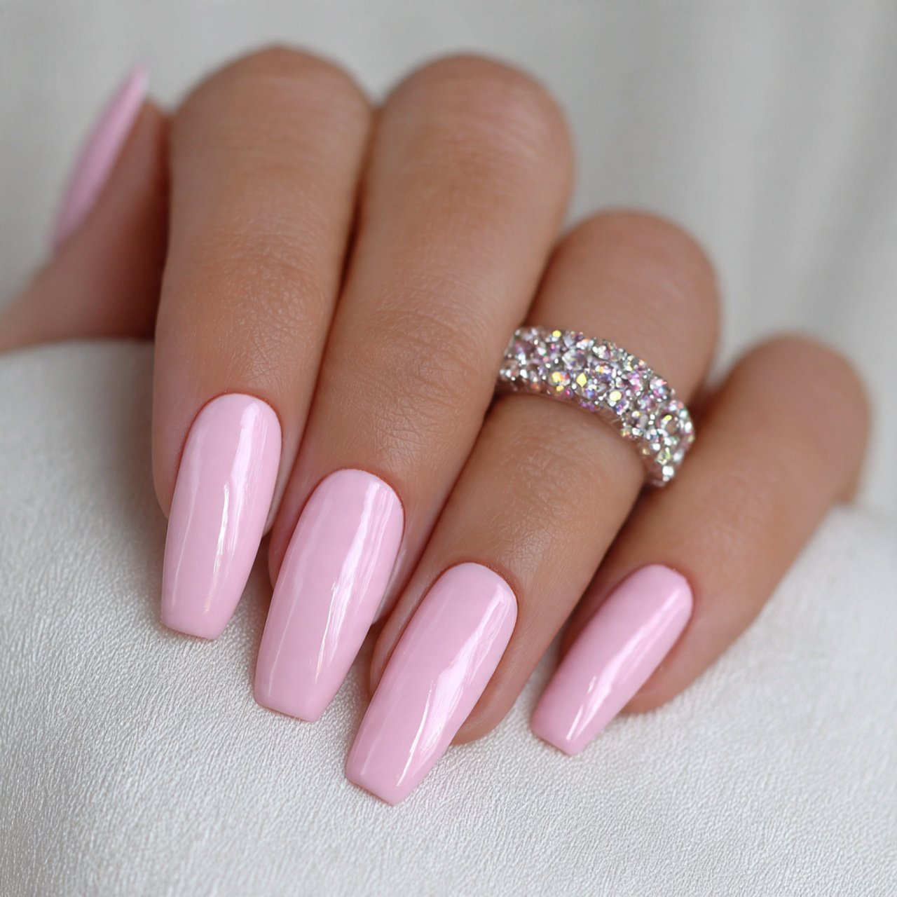 milky baby pink coffin nails stunning nails
