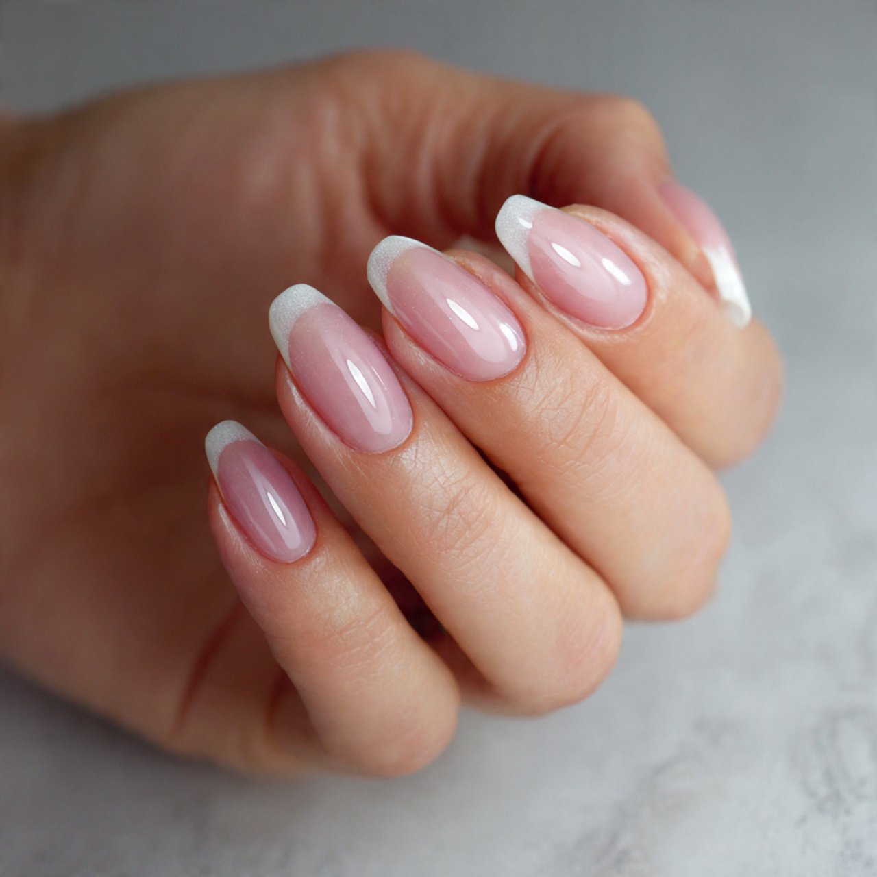 milky base french manicure nature looks nails