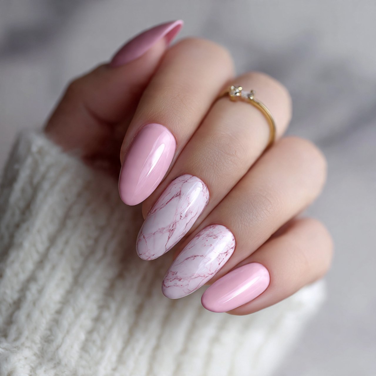 milky pink almond nails attractive nails