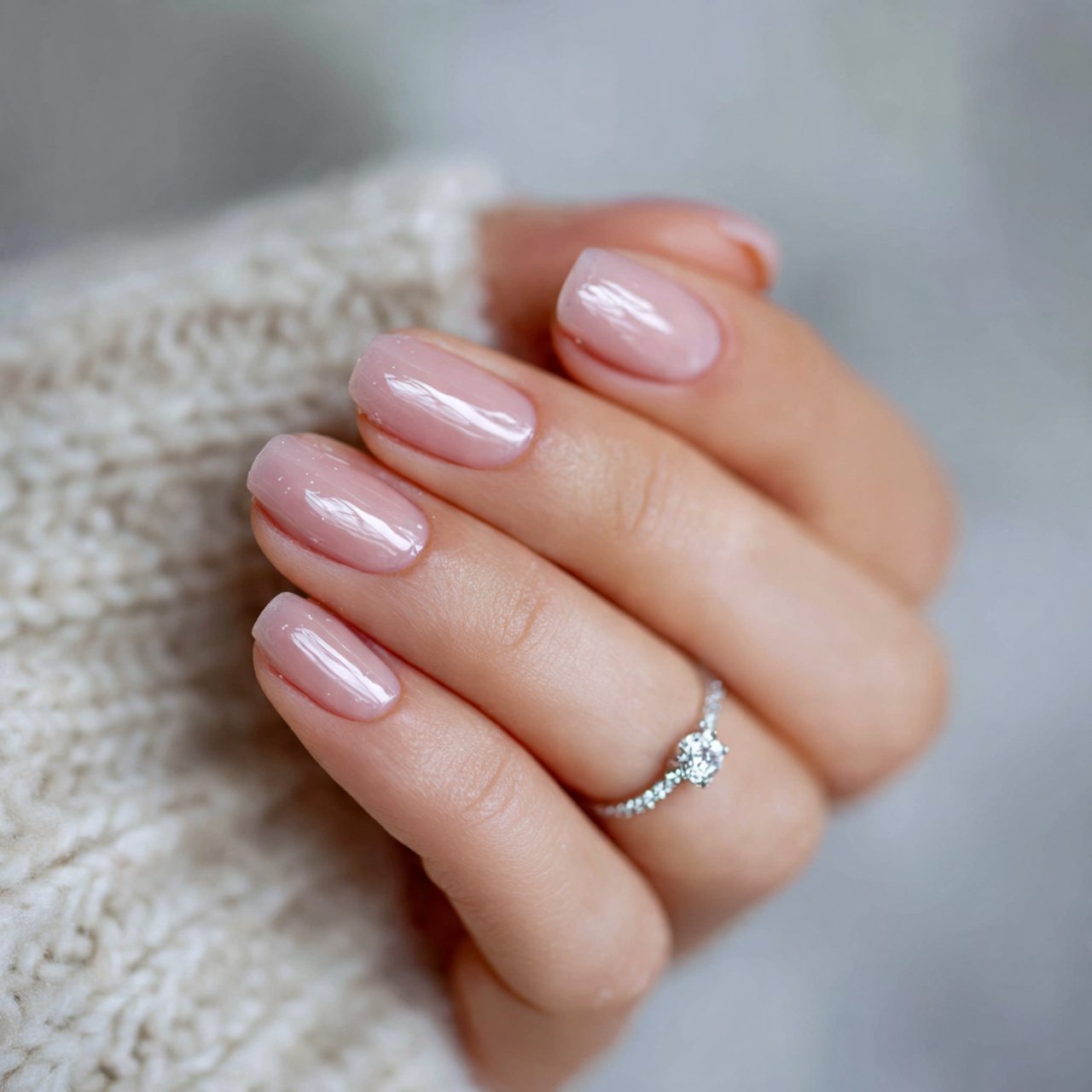 milky pink engagement nails
