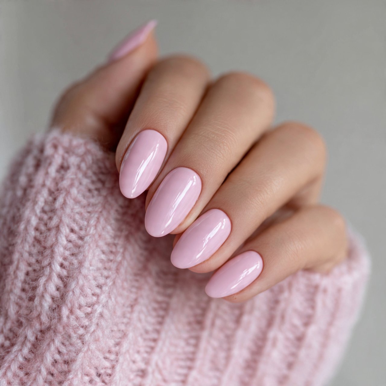milky pink gel nails