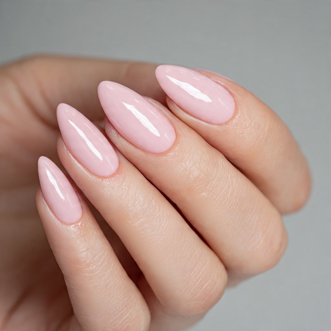 milky pink glazed nails