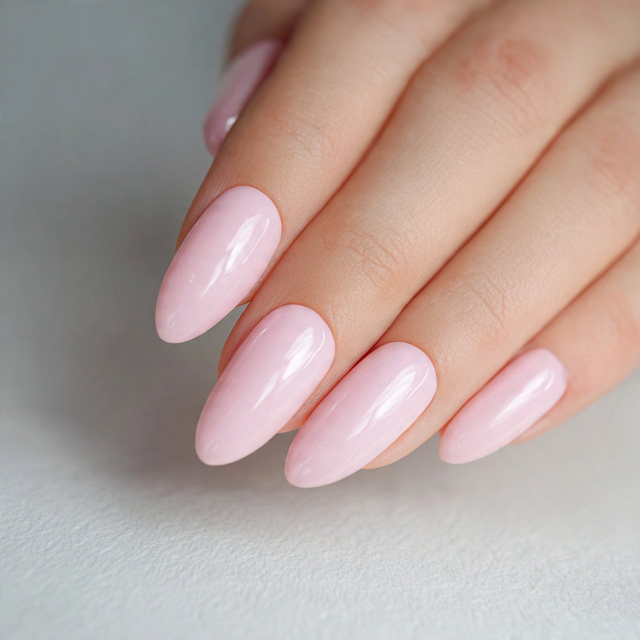 milky pink gloss nails