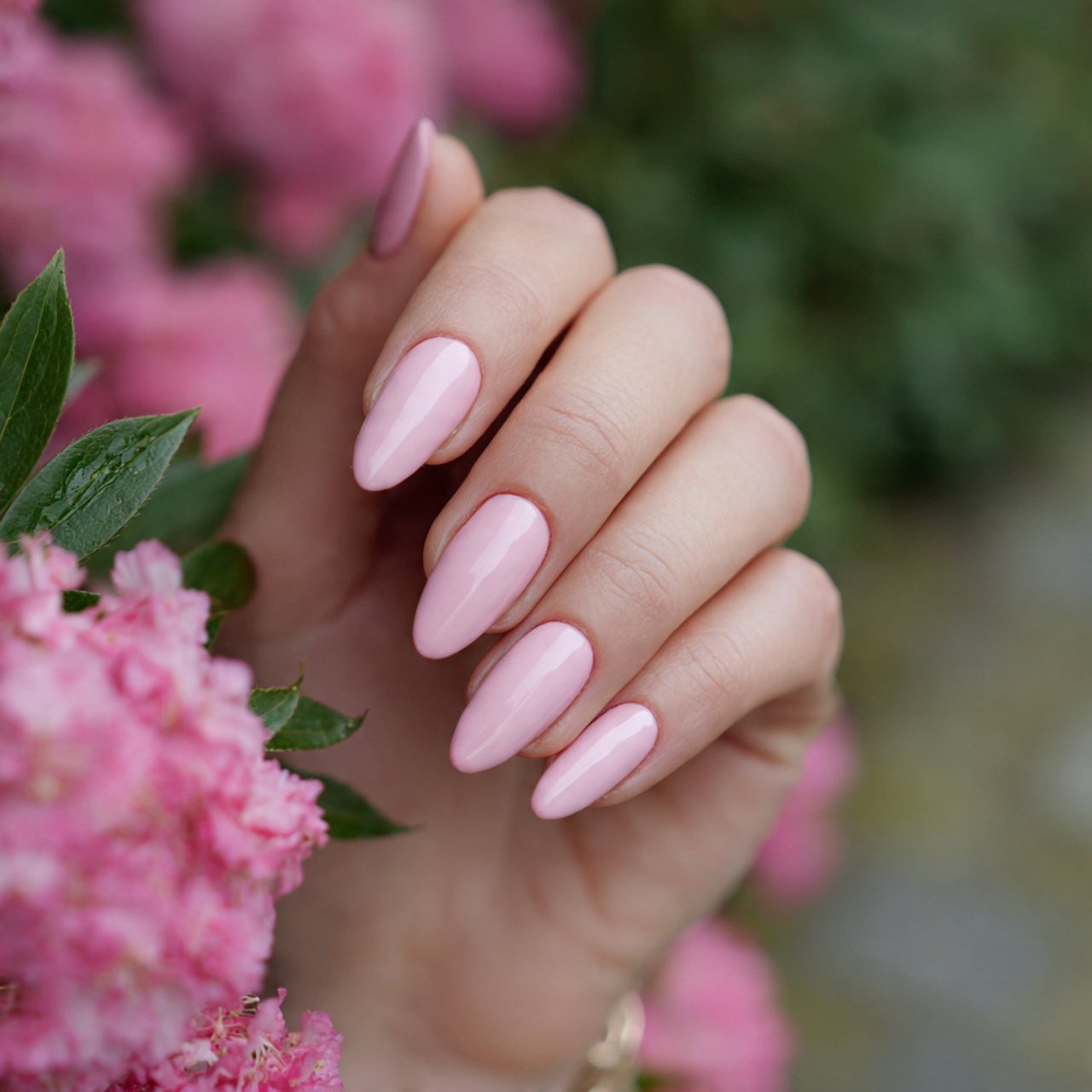 milky pink summer nails