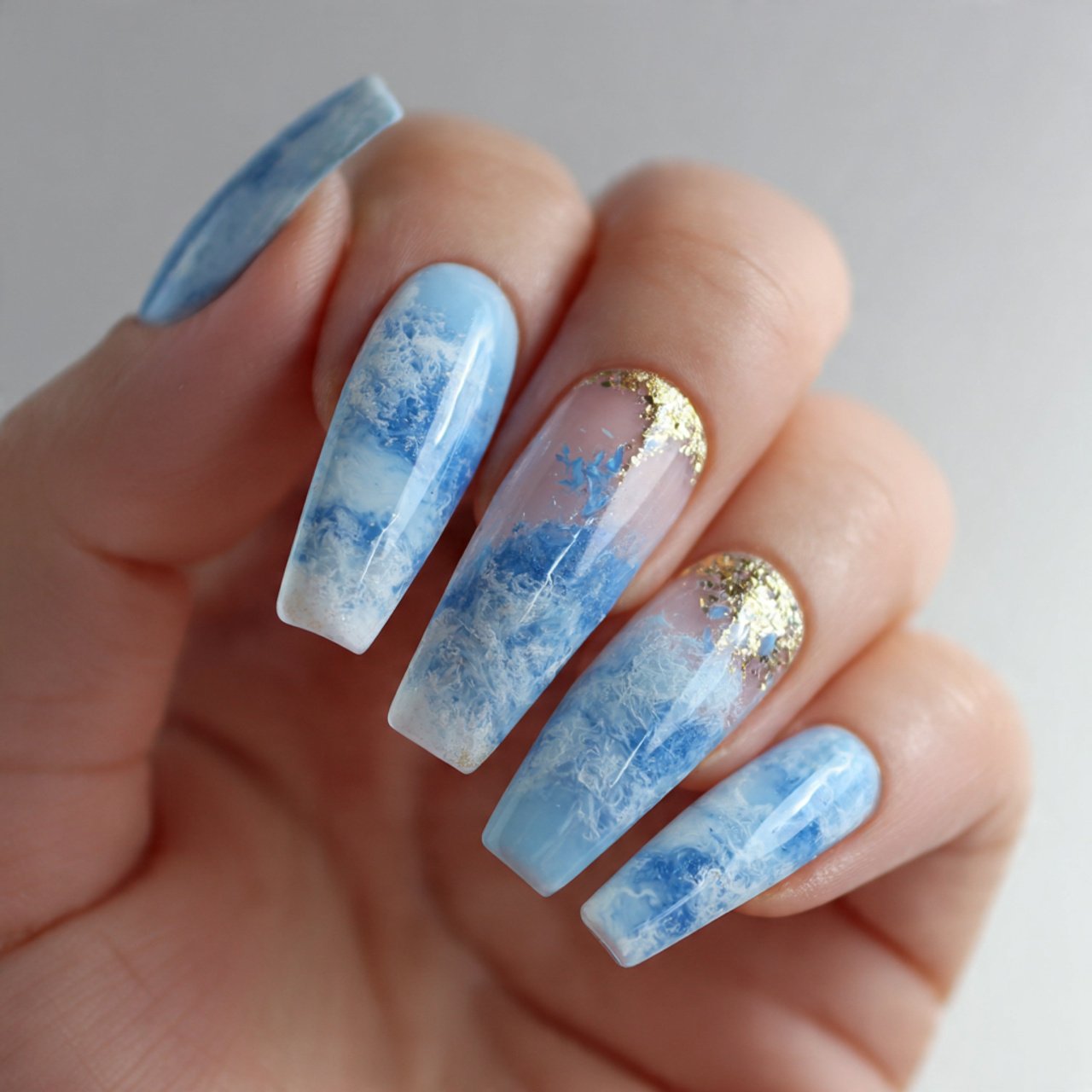 milky sheer baby blue jelly wash look nature look