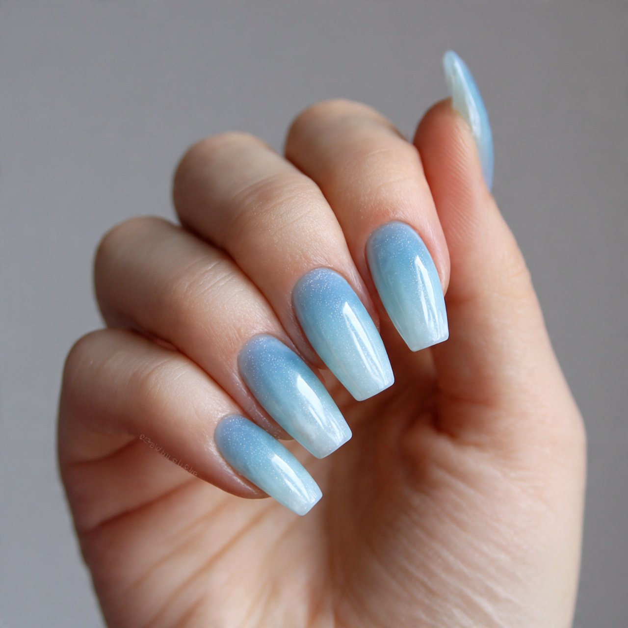 milky sheer light blue jelly wash nature look nail
