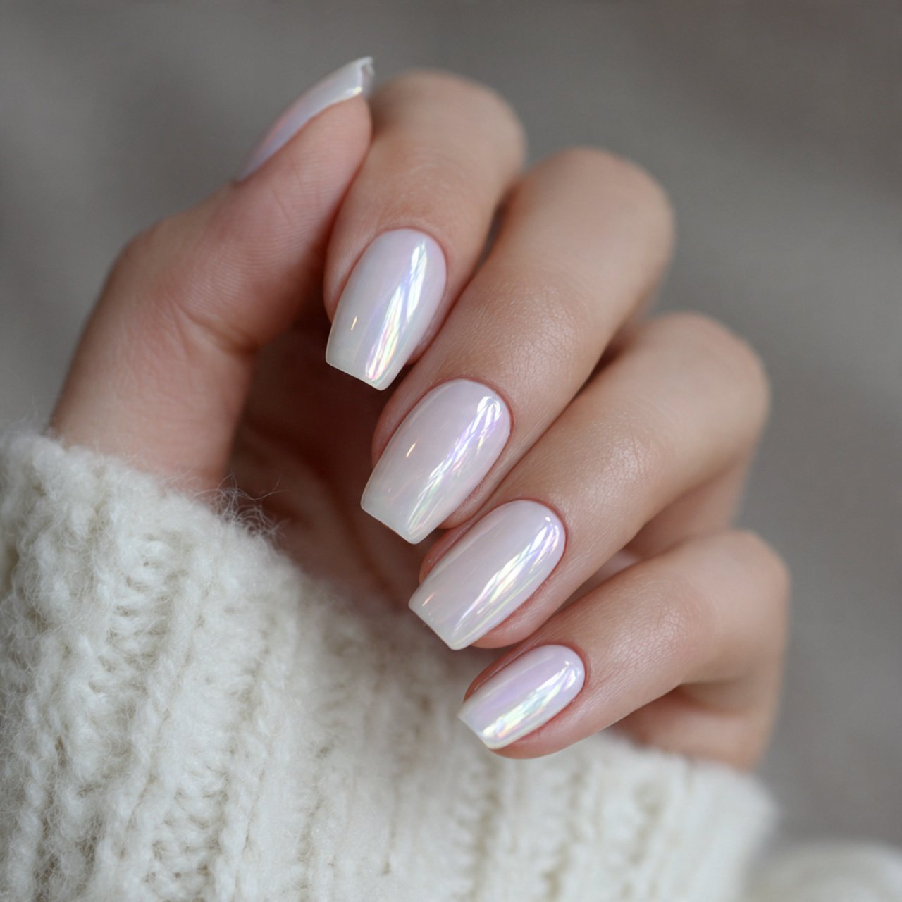 milky short coffin nails stunning nails 1