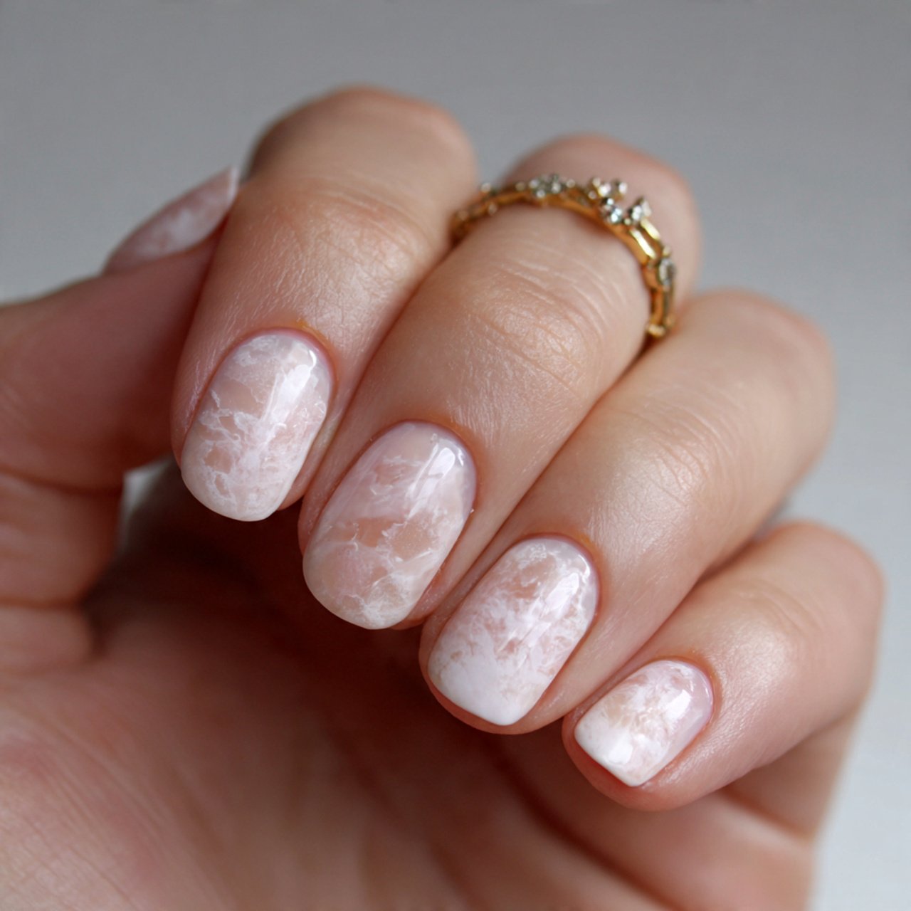 milky white nails
