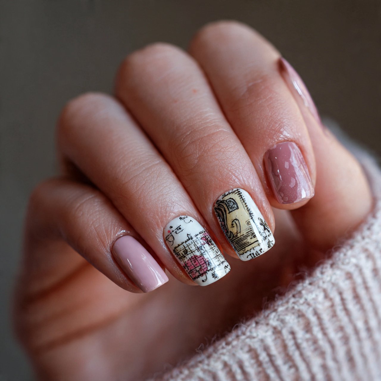 milky white short birthday manicure classy nails