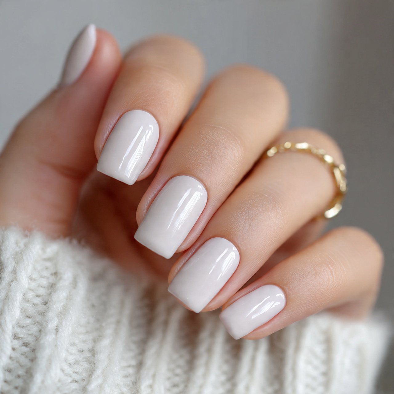 milky white summer square nails