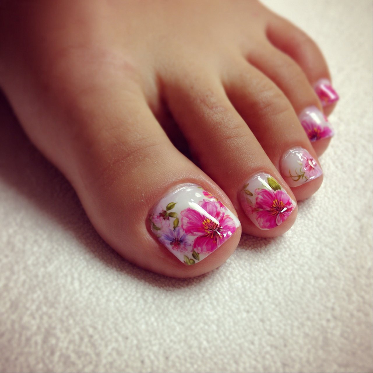 milky white toe nail designs 1