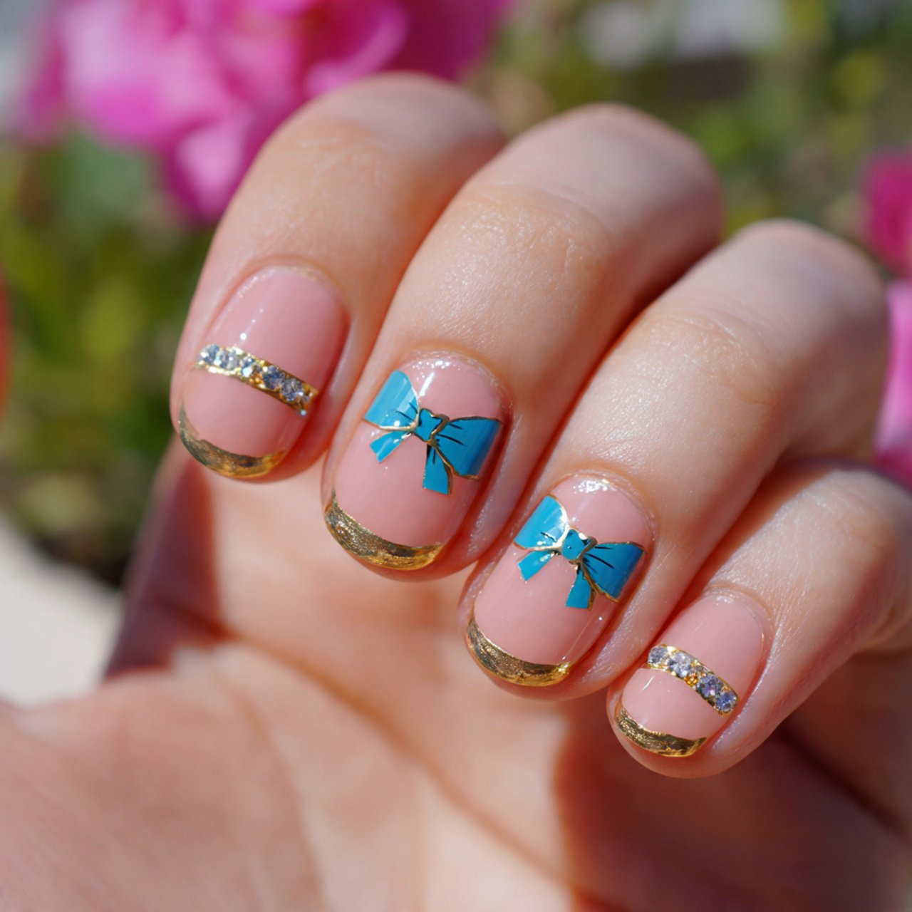 mini bow accent nails