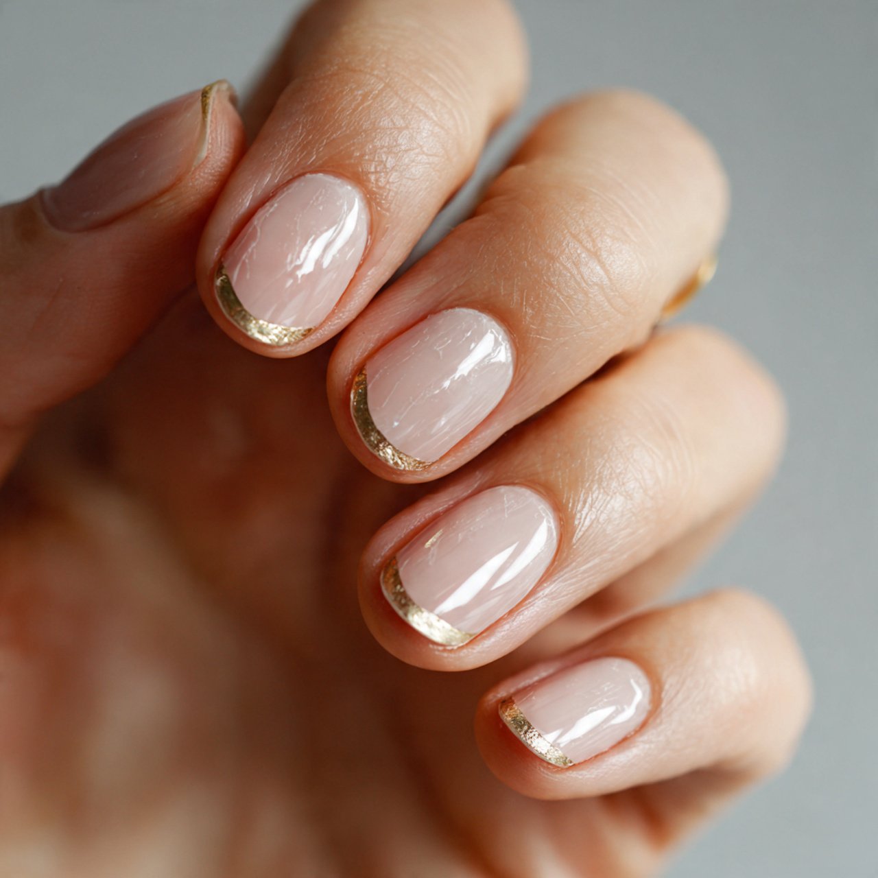 minimal negative space half moon natural look nail