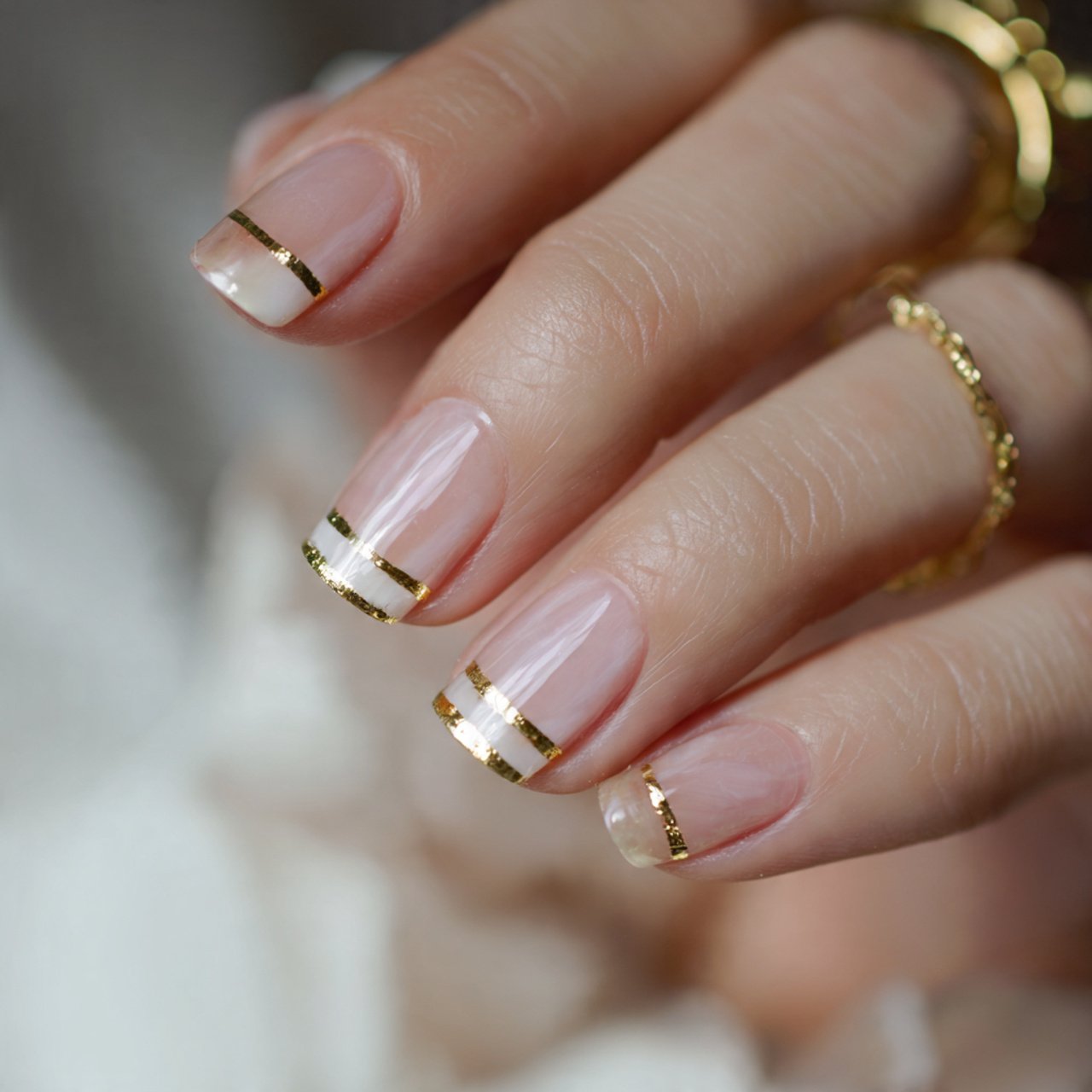 New Year's Nails: 15 Stunning Nail Designs to Ring in the New Year in Style 5 minimalist negative space with gold accents natura