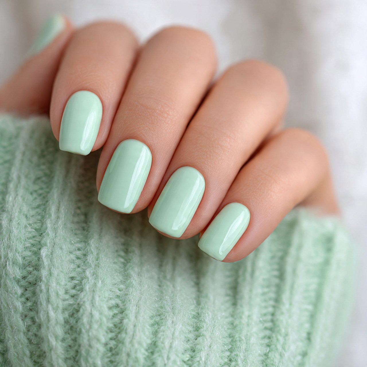 mint green minimalist nails