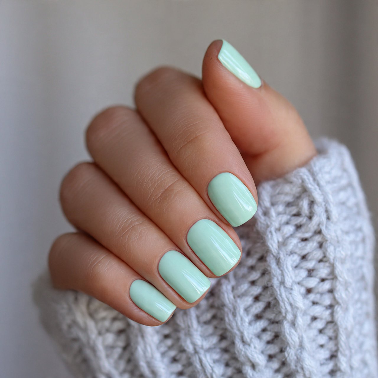 mint green short nails