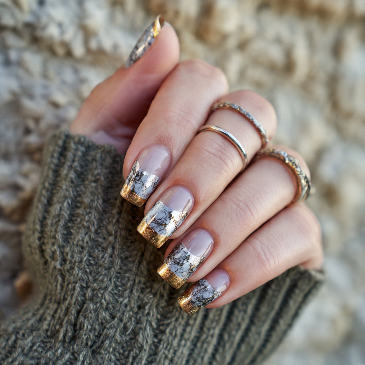 mixed metal french press on nails