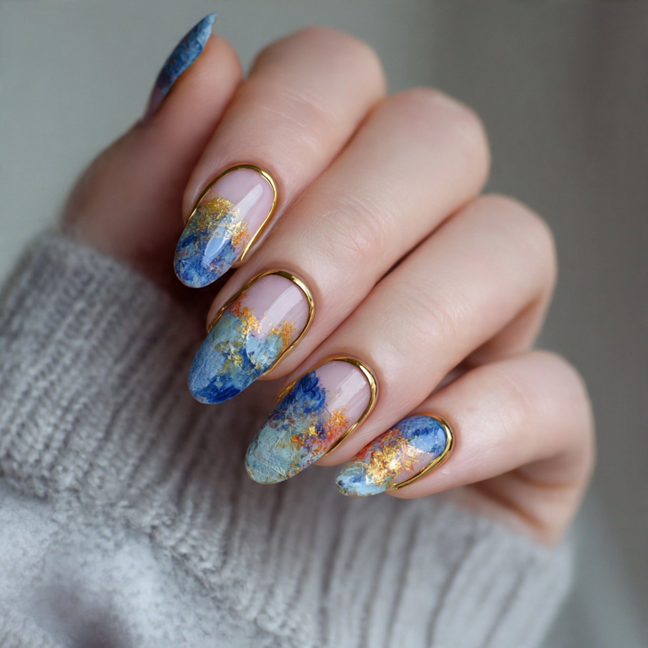 mixed texture birthday french stunning nails