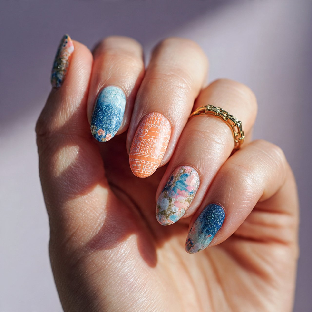mixed texture festival nails