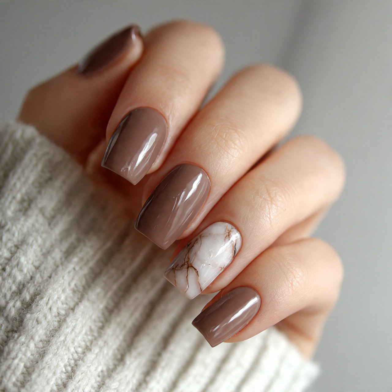 mocha nails with soft marble accents flawless nail