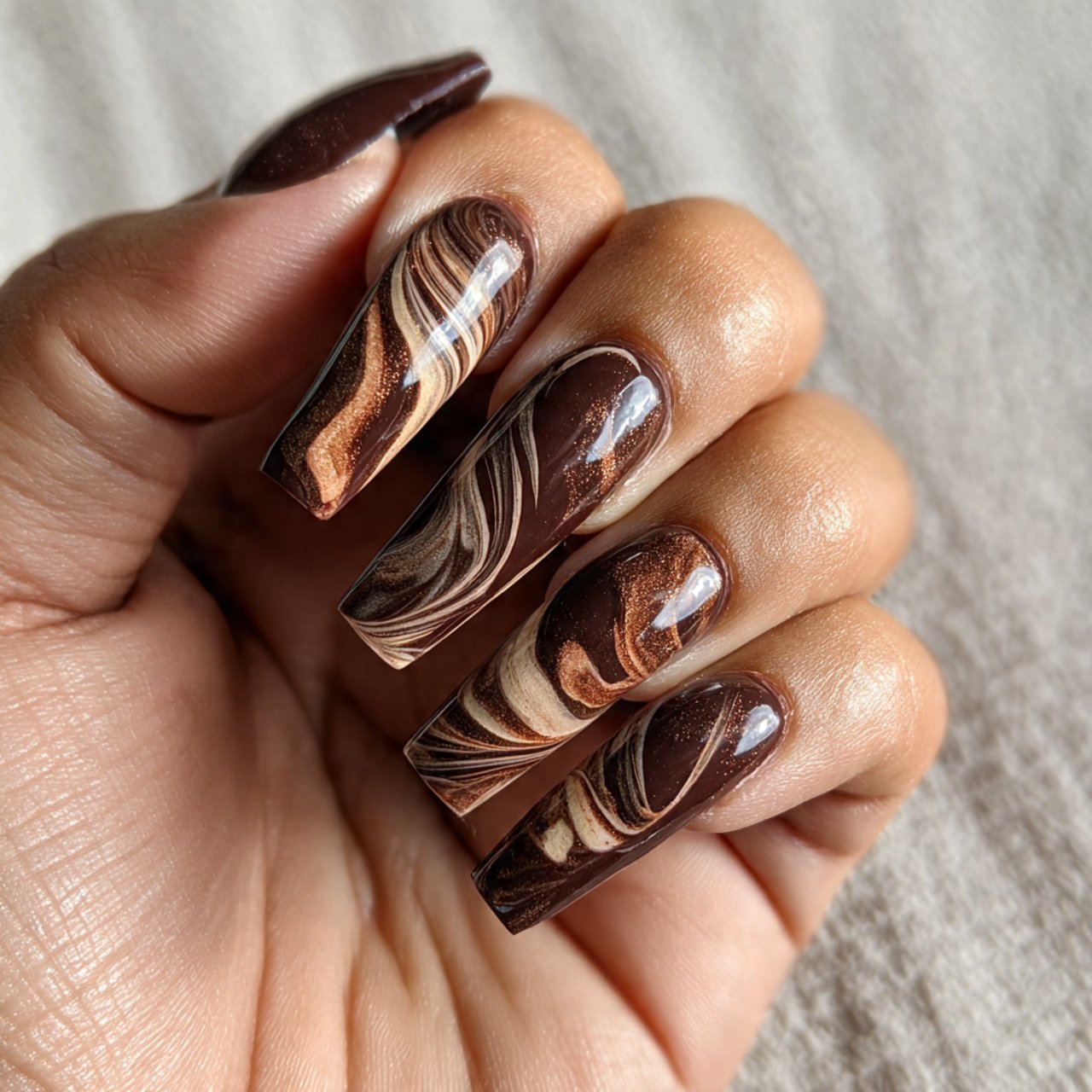 mocha swirl acrylic nails