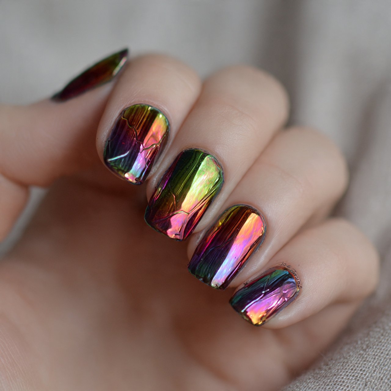 multicolor chrome nails