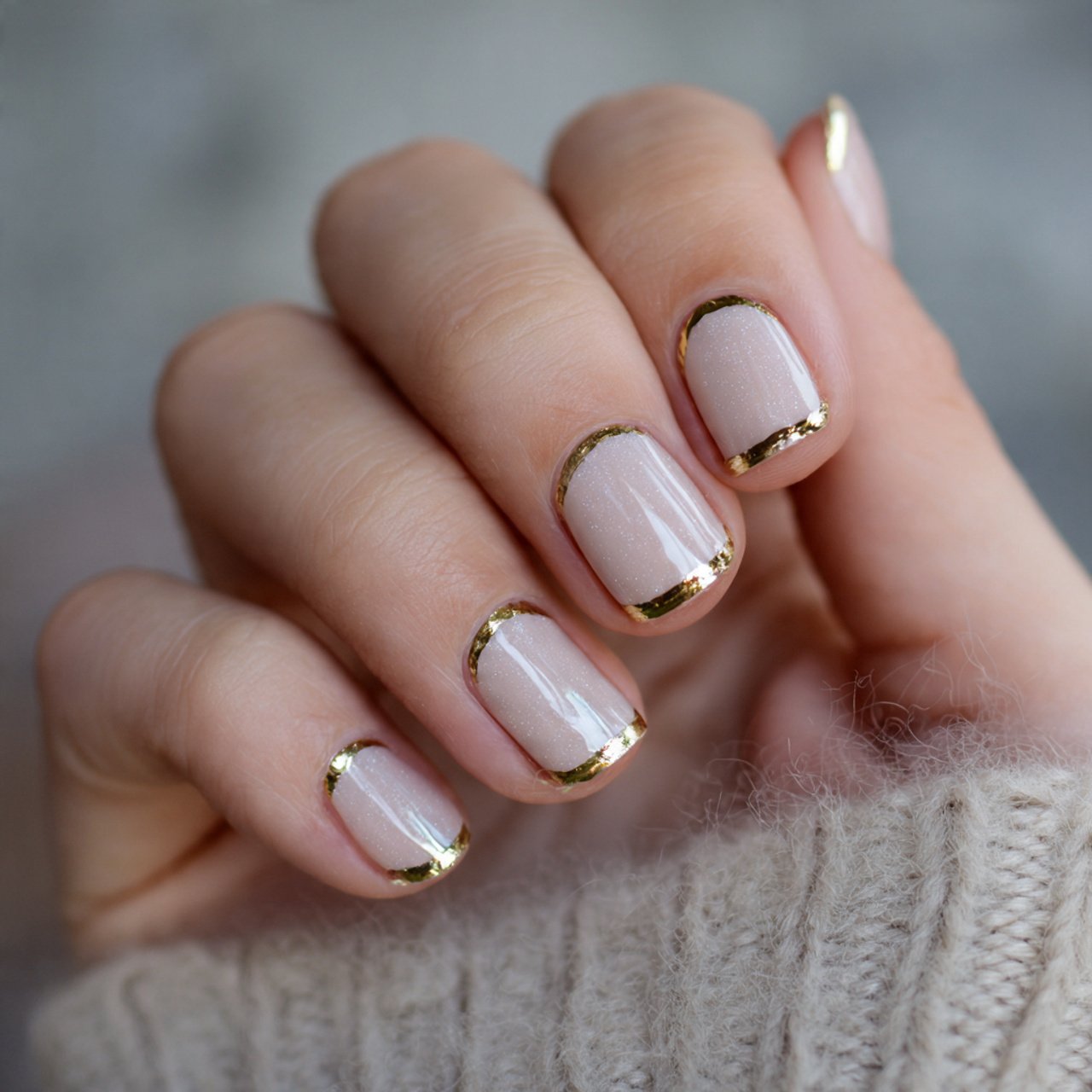nails with a thin gold stripe nails