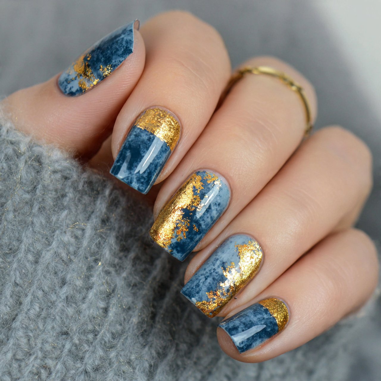 Nails: That Feel Modern, Wearable, and Salon-Approved 12 nails with gold foil accents creative look nails