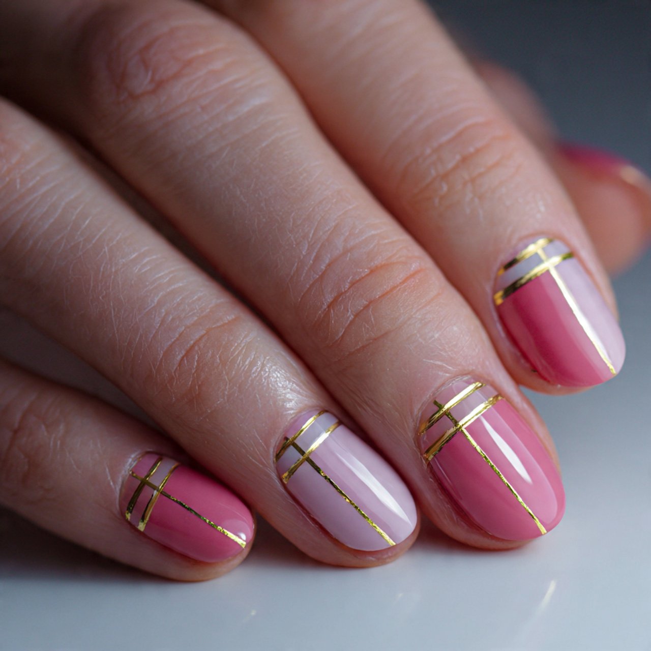 nails with gold line art beautiful nails