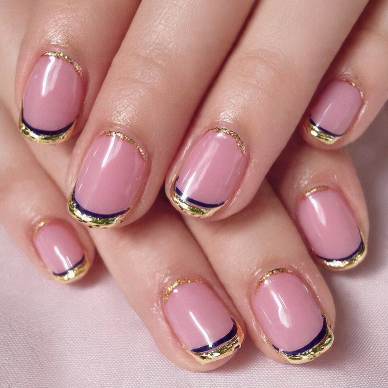 navy double line french micro outline tips attract