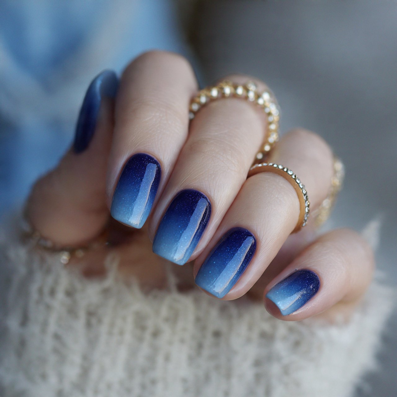 navy ombr fade attractive nails