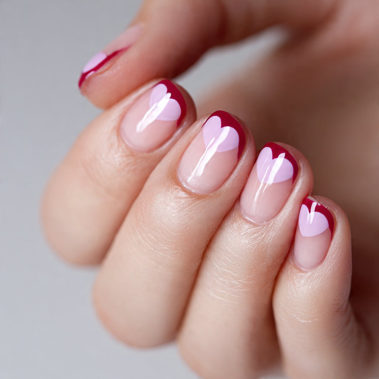 negative space heart french nails