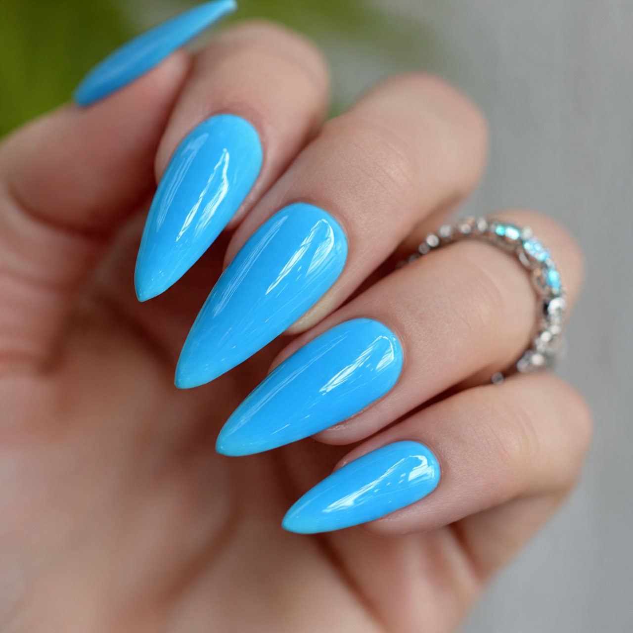 neon blue jelly nails