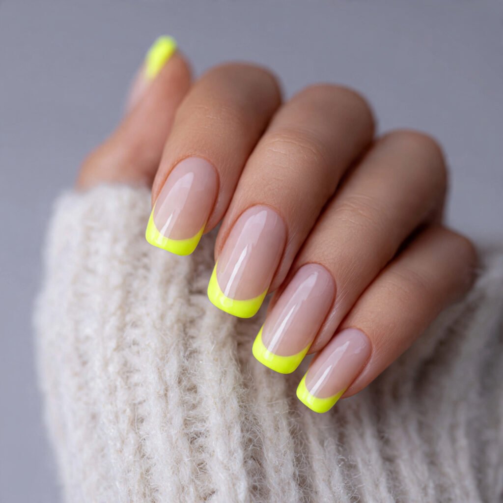 neon french tip nails 1