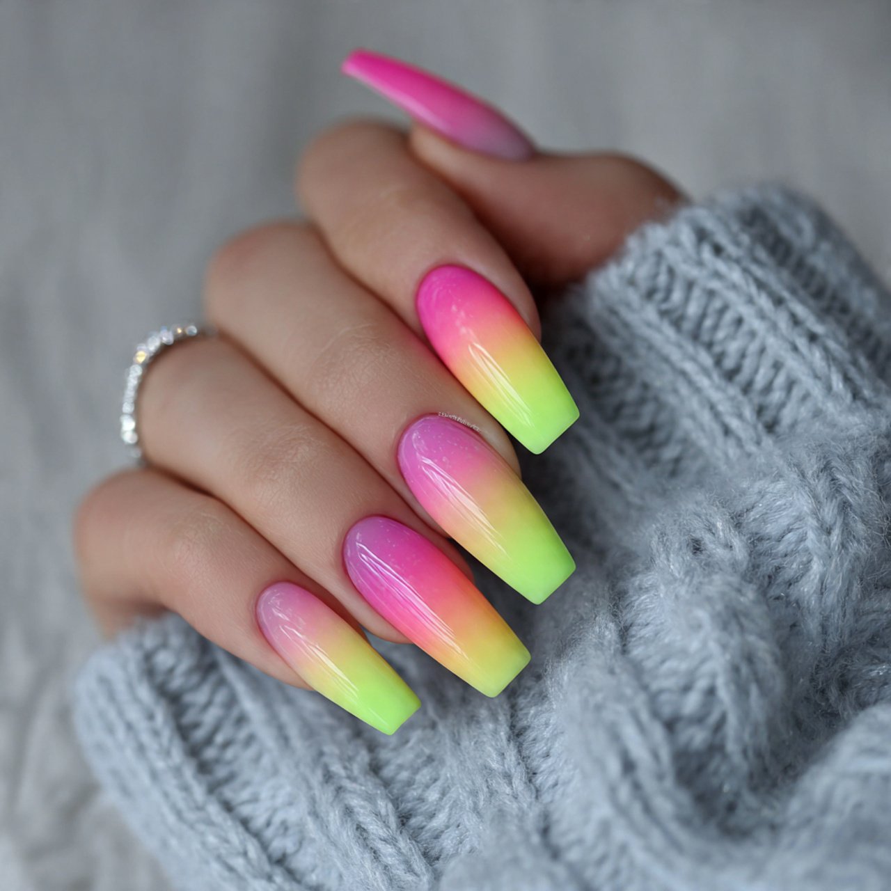 neon gradient coffin nails flawless nails 1