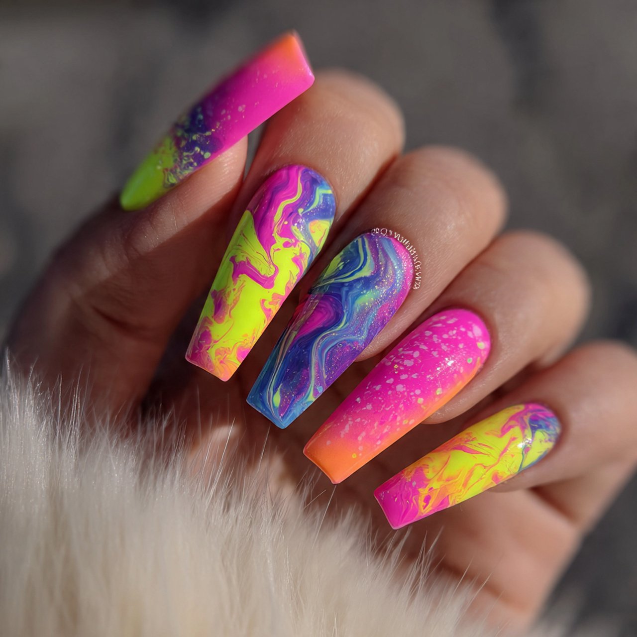 neon mix nailsgorgeous nails