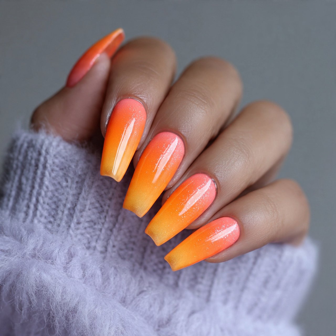 neon orange sunset ombr stunning nails 1