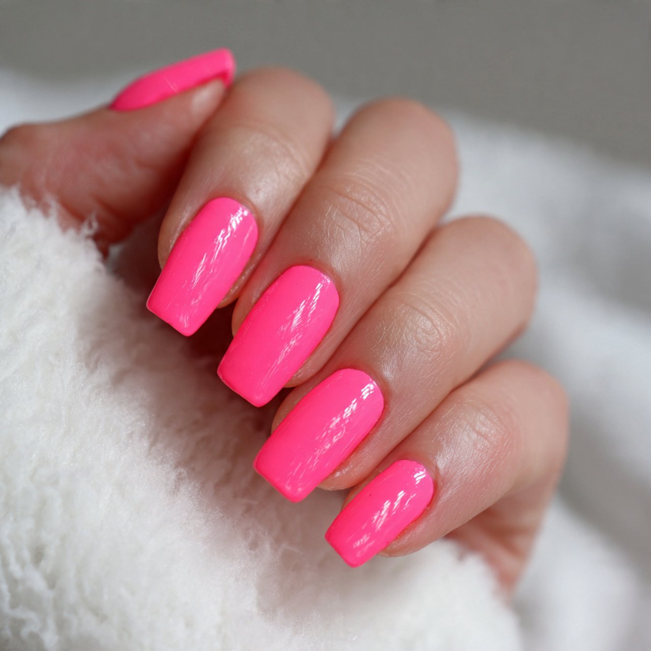 neon pink gloss nails