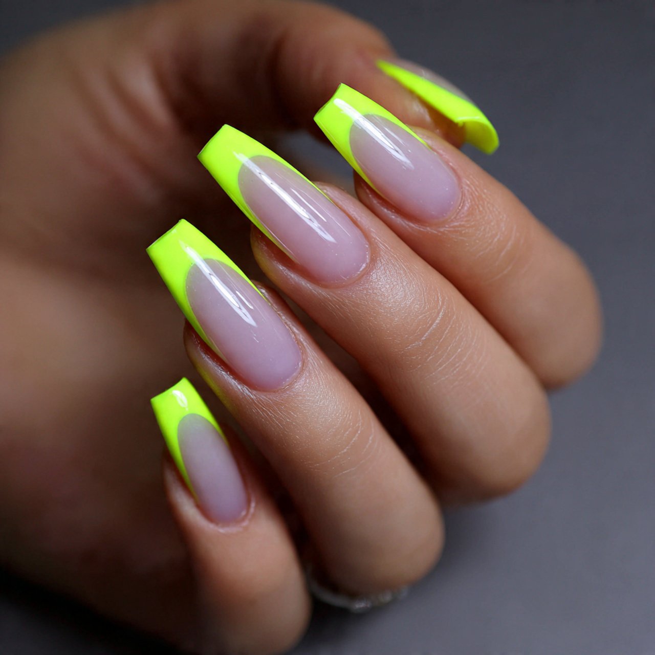 neon tips on coffin nails tiny nails